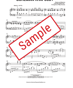 Queen Bohemian Rhapsody Piano Sheet Music in Bb Major