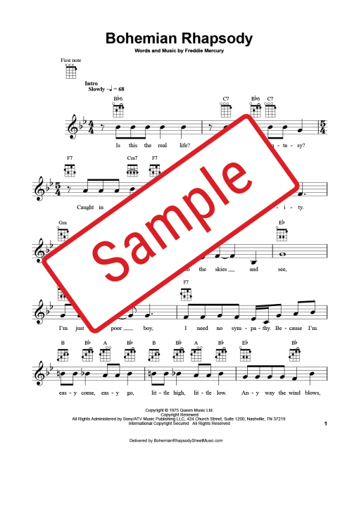 Bohemian Rhapsody Ukulele Sheet Music